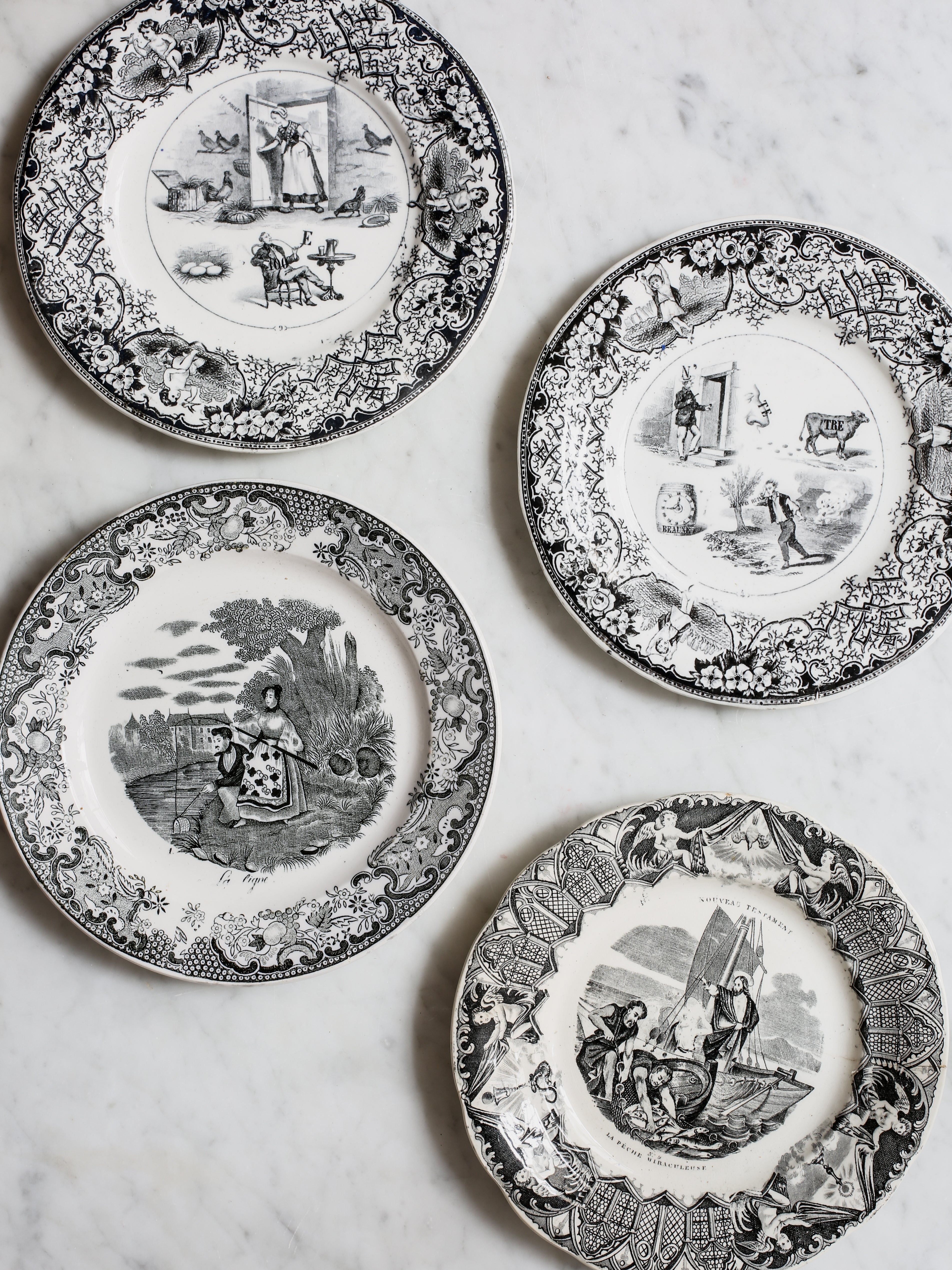 Set of Black & White Cheese Plates