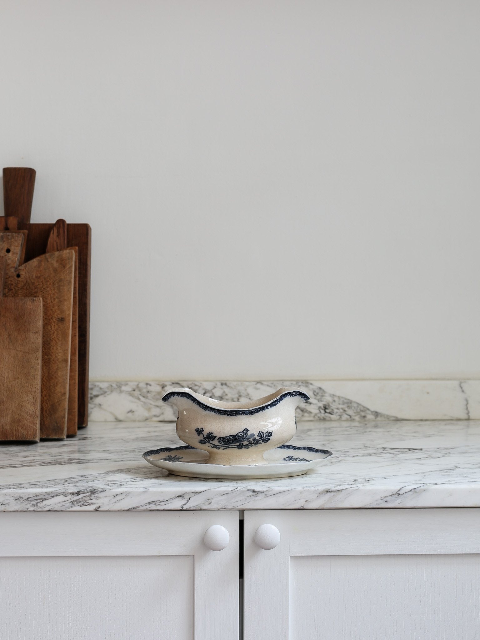 Blue Transferware Sauce Boat