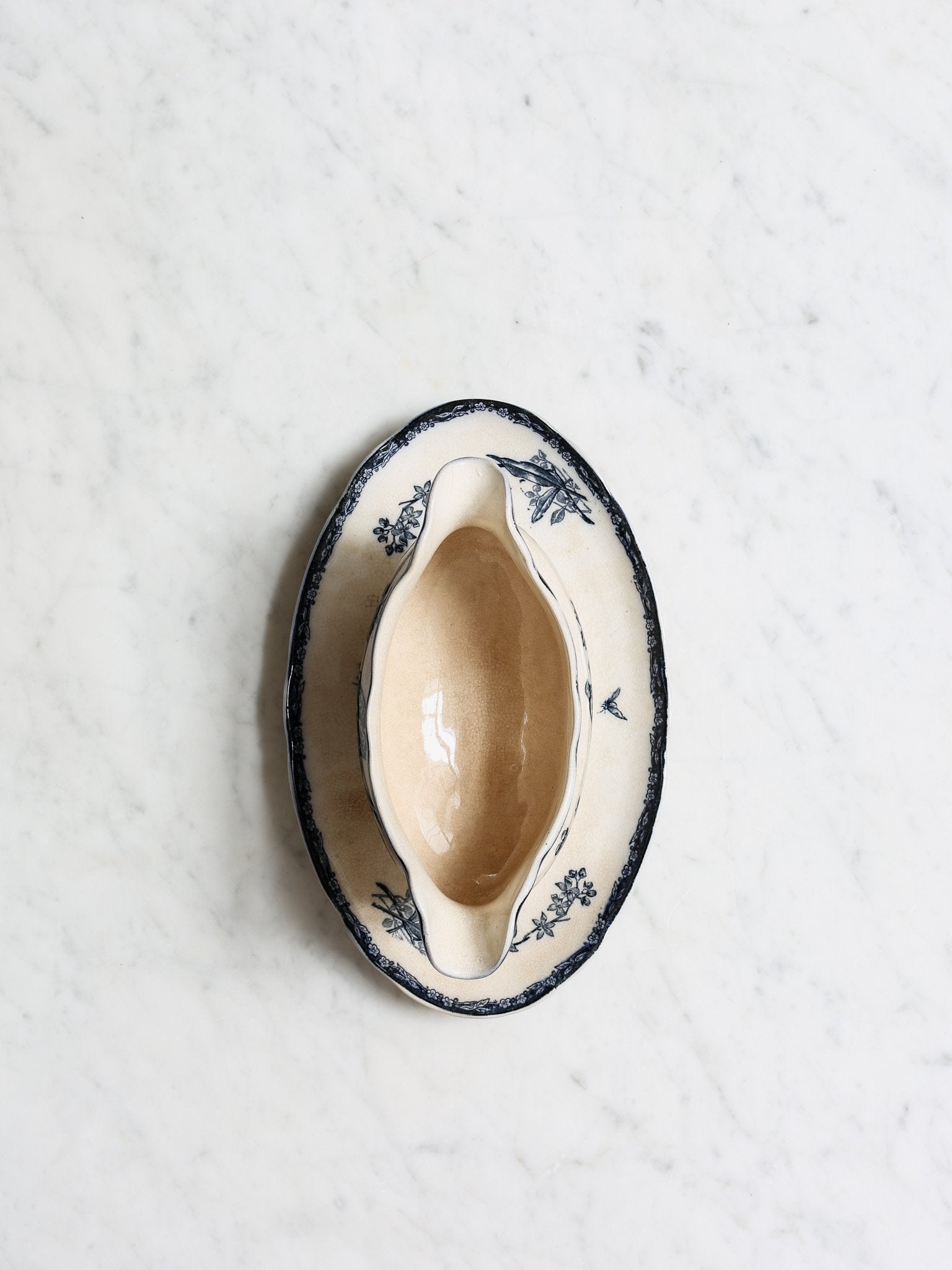 Blue Transferware Sauce Boat