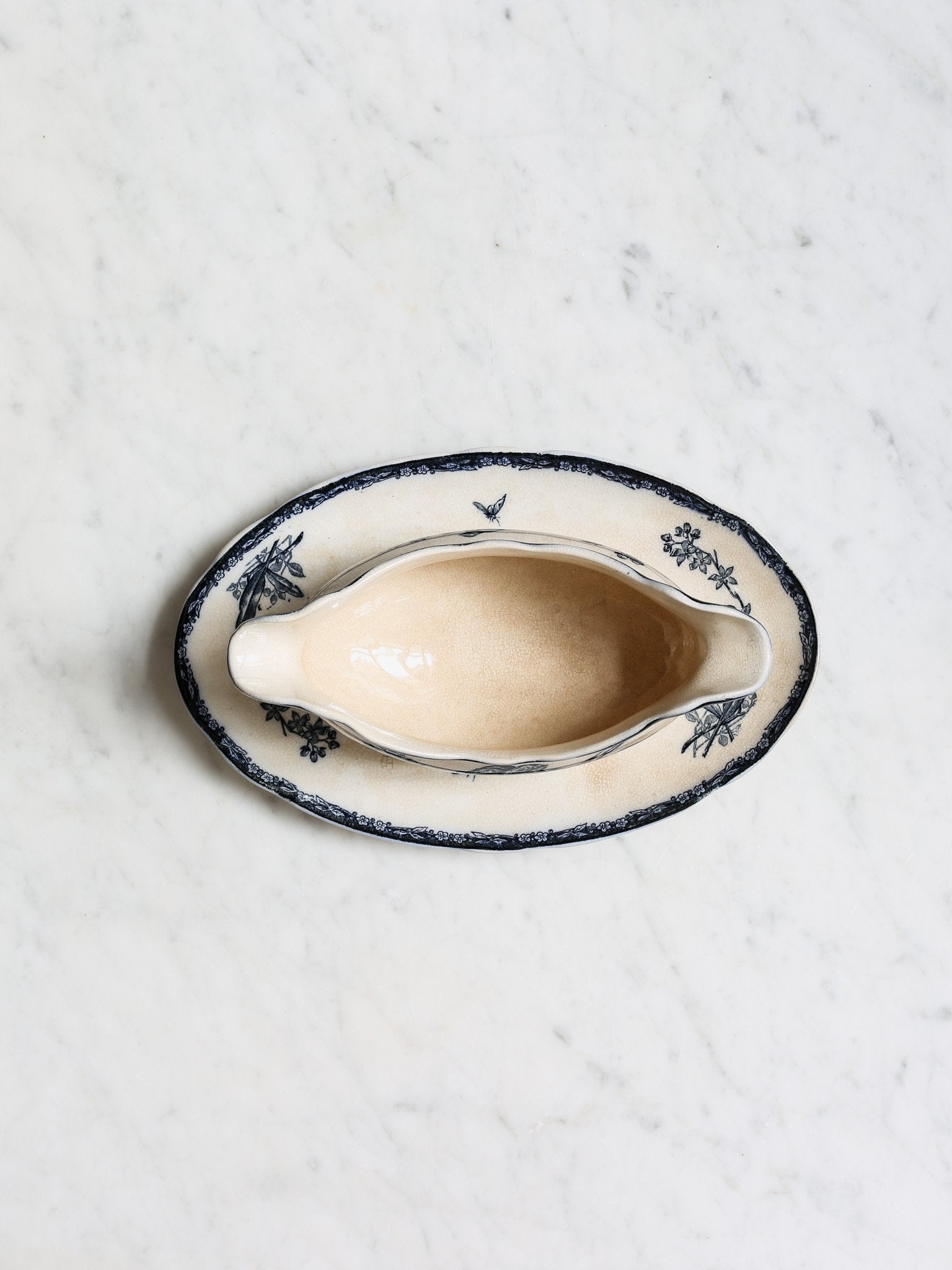 Blue Transferware Sauce Boat