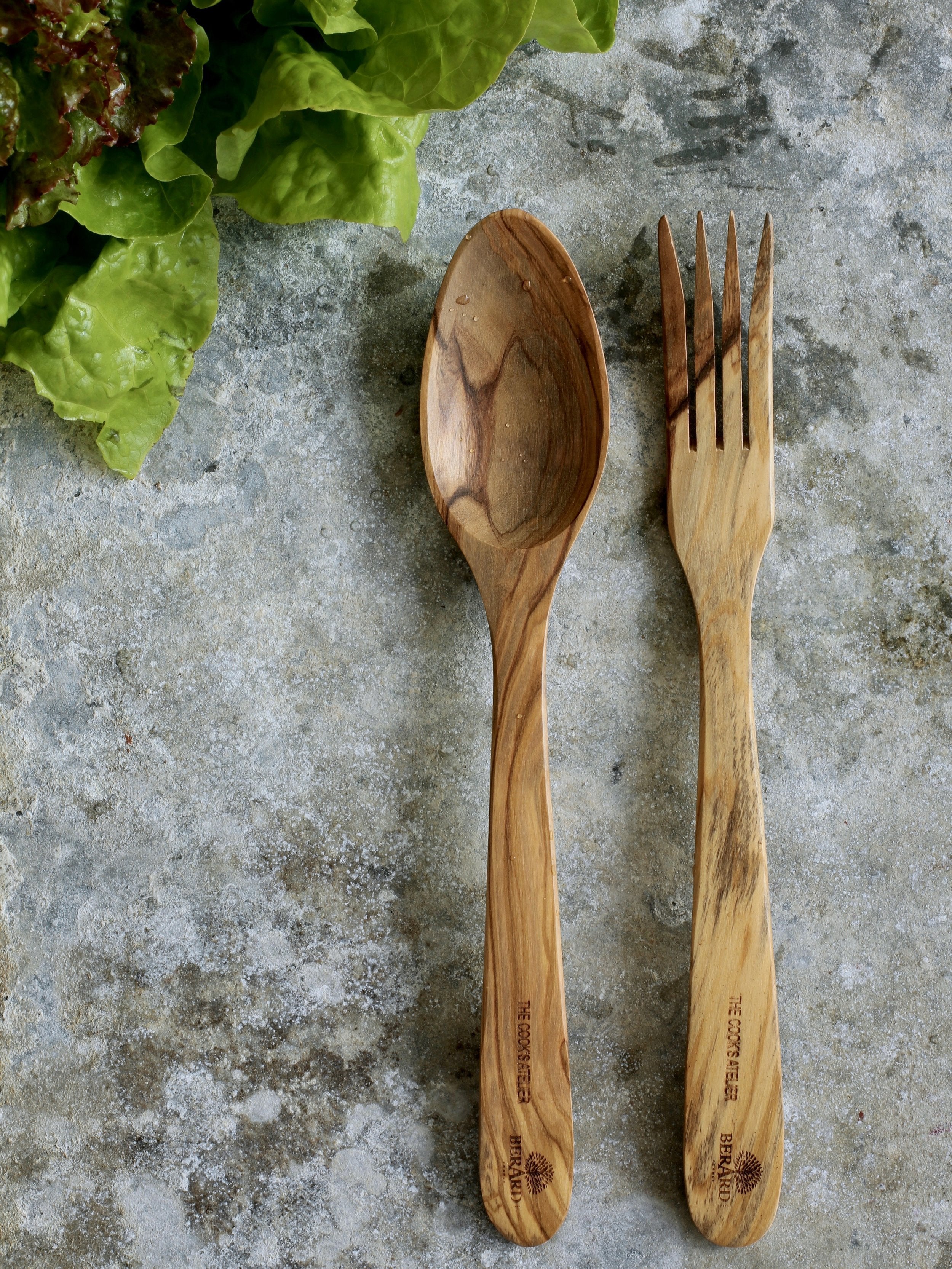 Salad Serving Set in Olive Wood