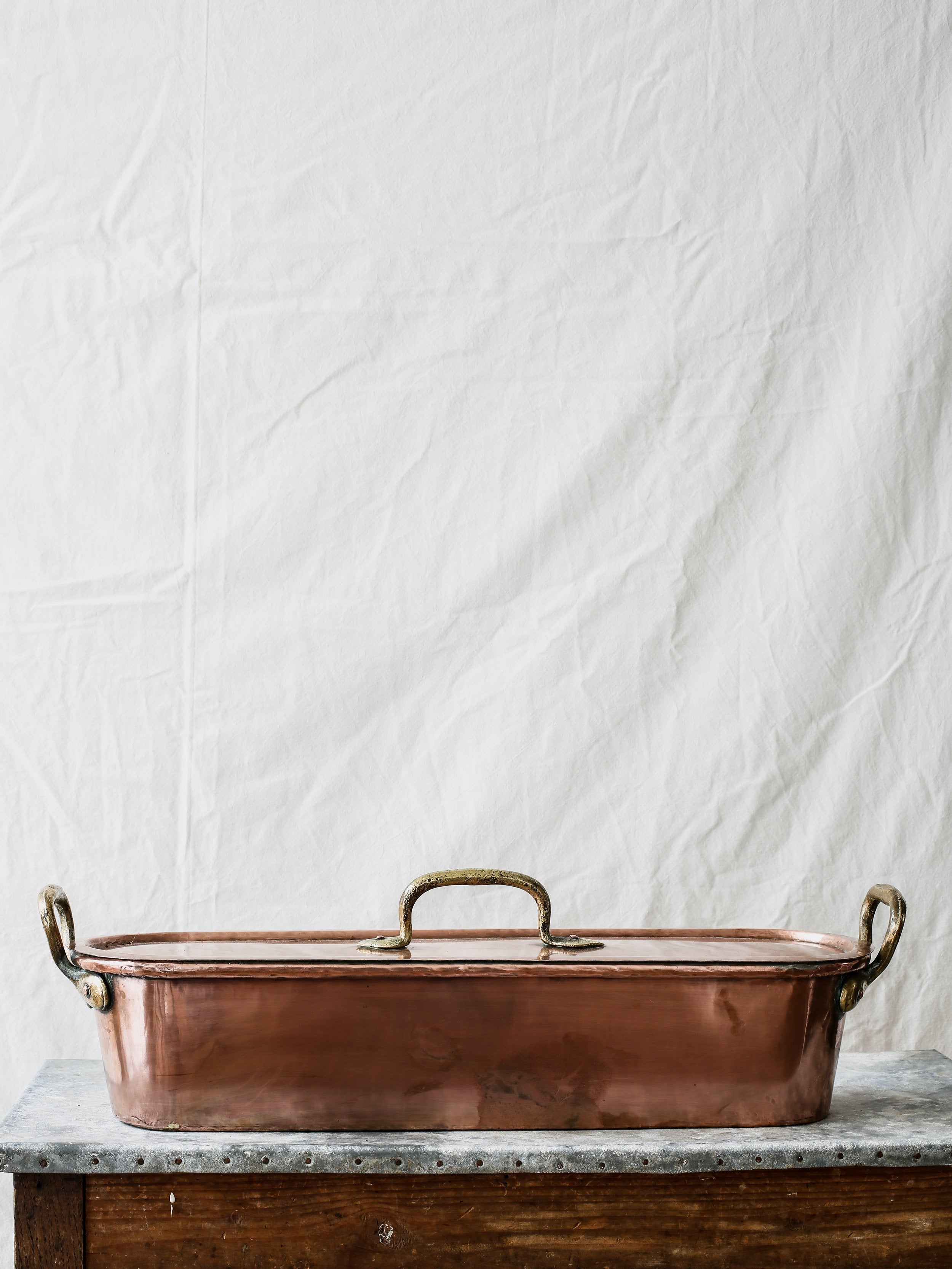 Large Copper Fish Poacher with Lid